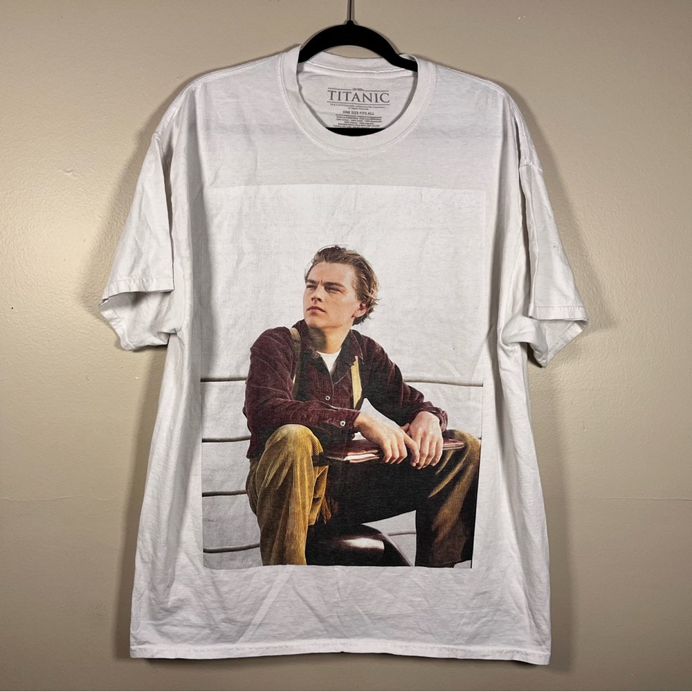 Titanic Leonardo DiCaprio Graphic T Shirt OS White Movie 90s Vintage Style
